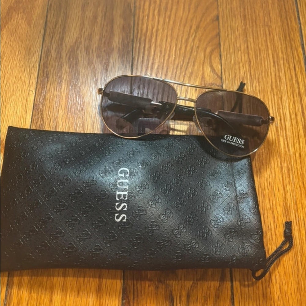 Guess Gold Aviator Sunglasses with Black Case
